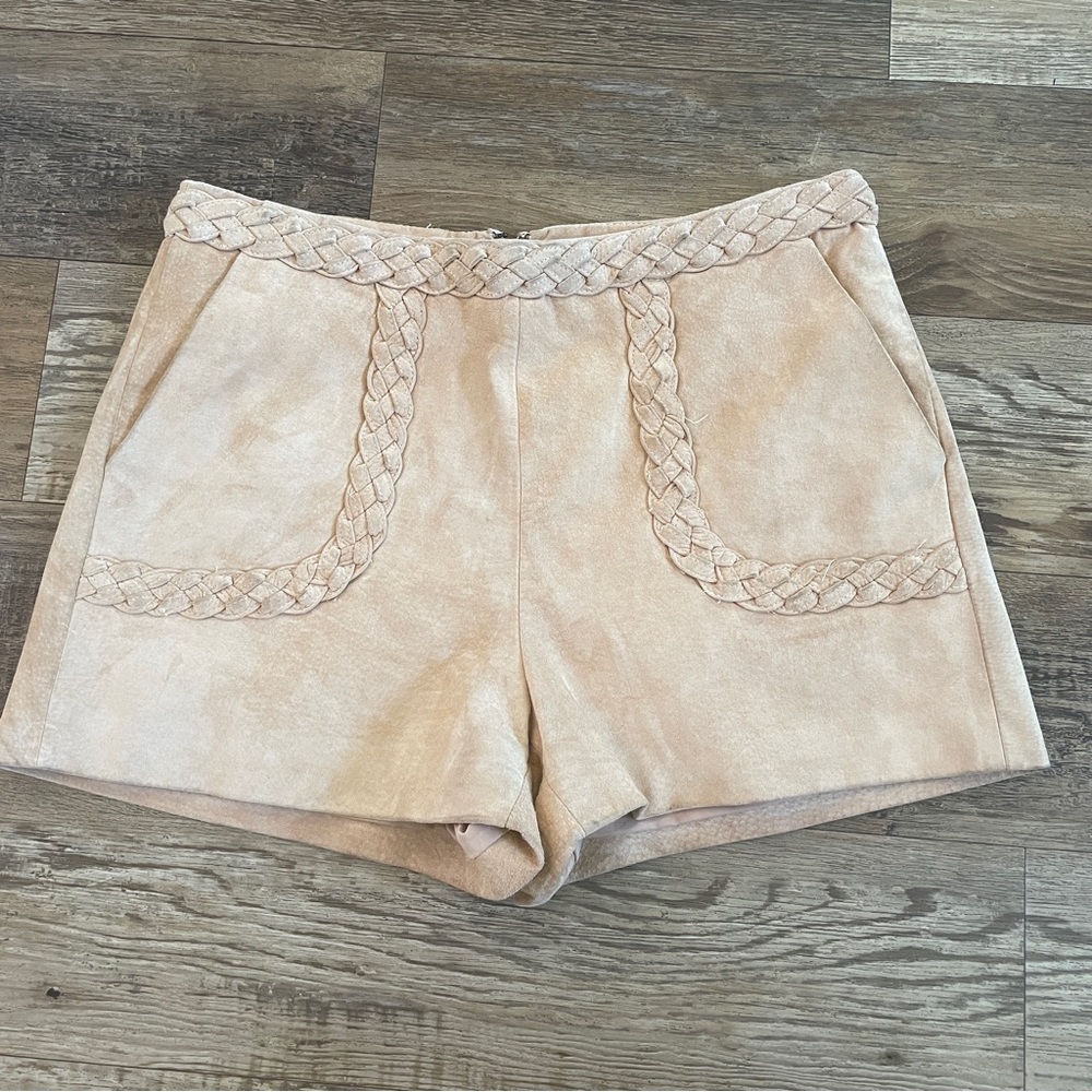 Intermix Julius briaided tan suede festival boho shorts L
